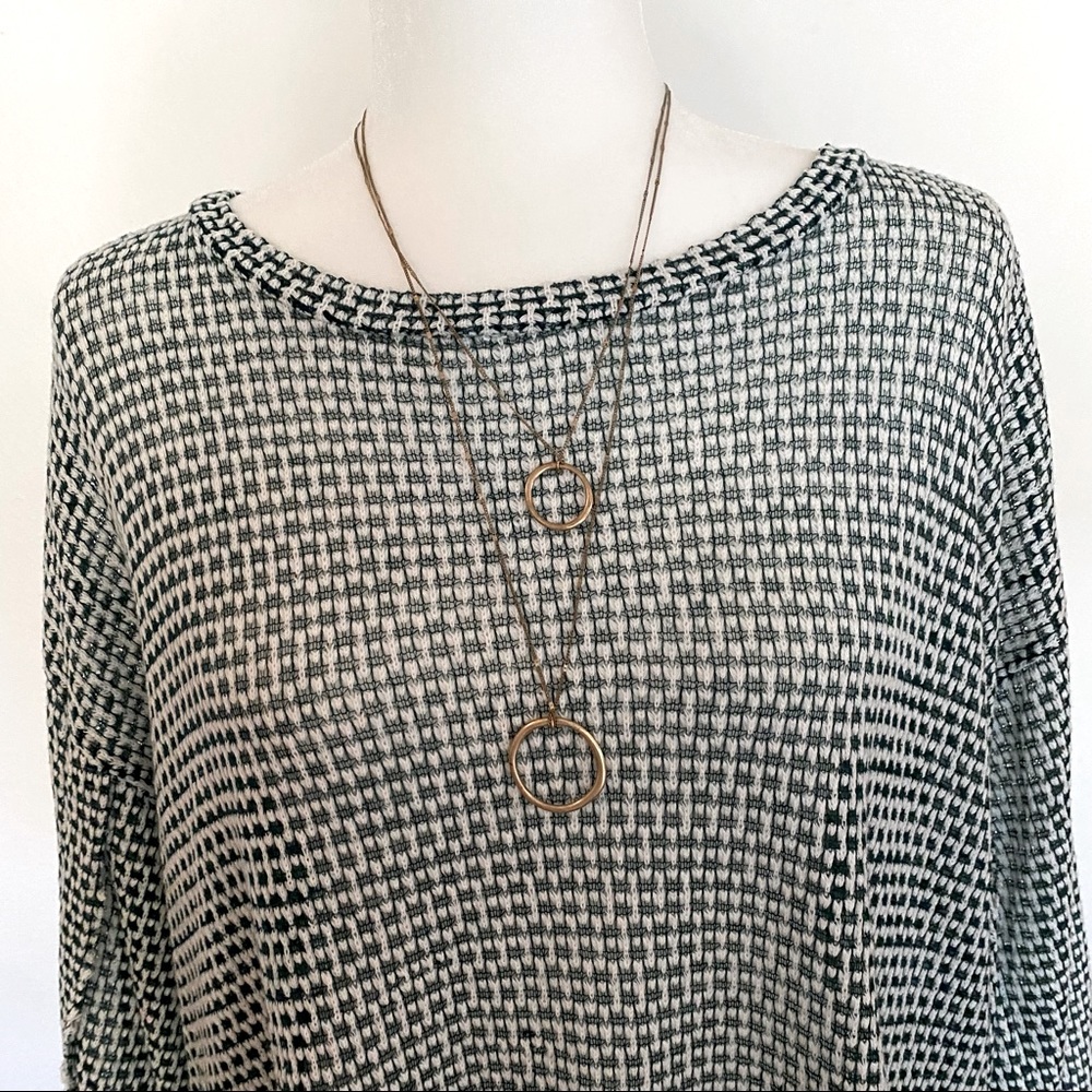 Umgee high-low woven tunic top, green and white check, size large - Picture 5 of 12